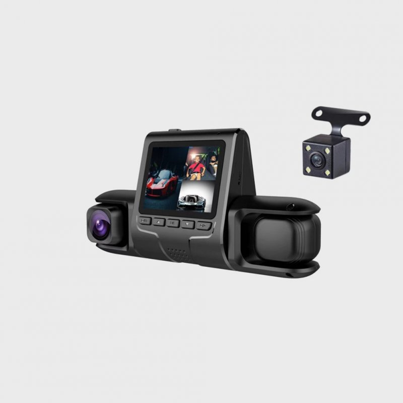 Dash Cam 3 Channel Front Rear Inside 1080P Car Dvr Dashboard Camera with IR Night Vision Loop Recording 