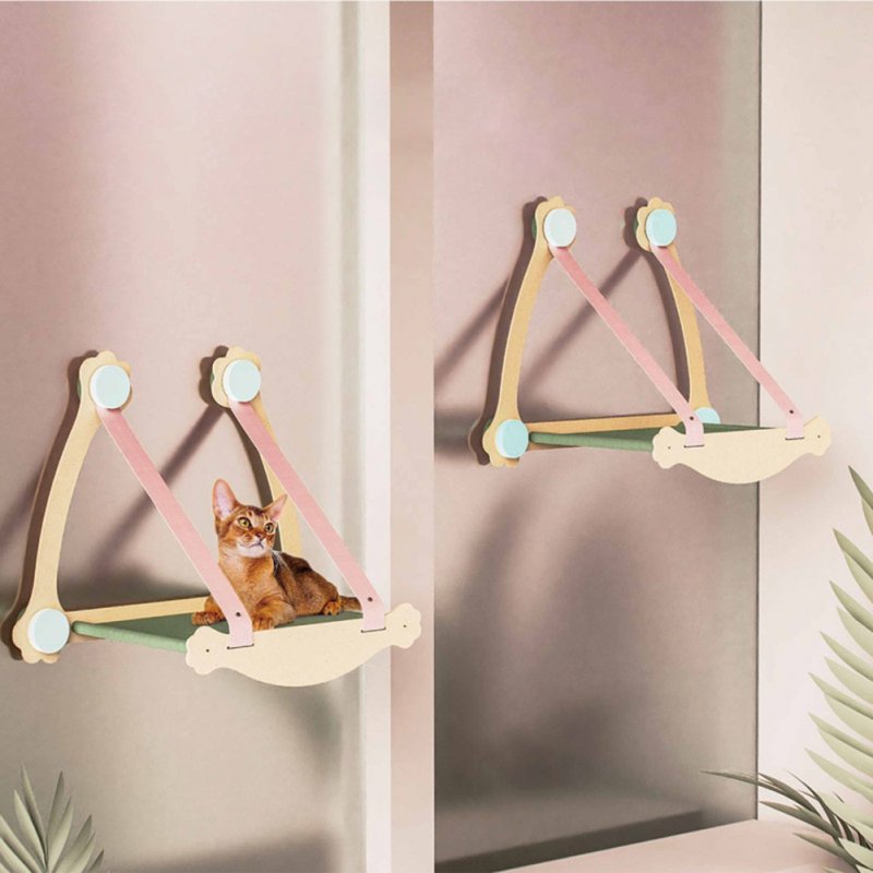 Cat Window Perch Cordless Strong Suction Cup Wooden Frame Autumn Winter Cat Window Hammock For Large Cats Kittens 
