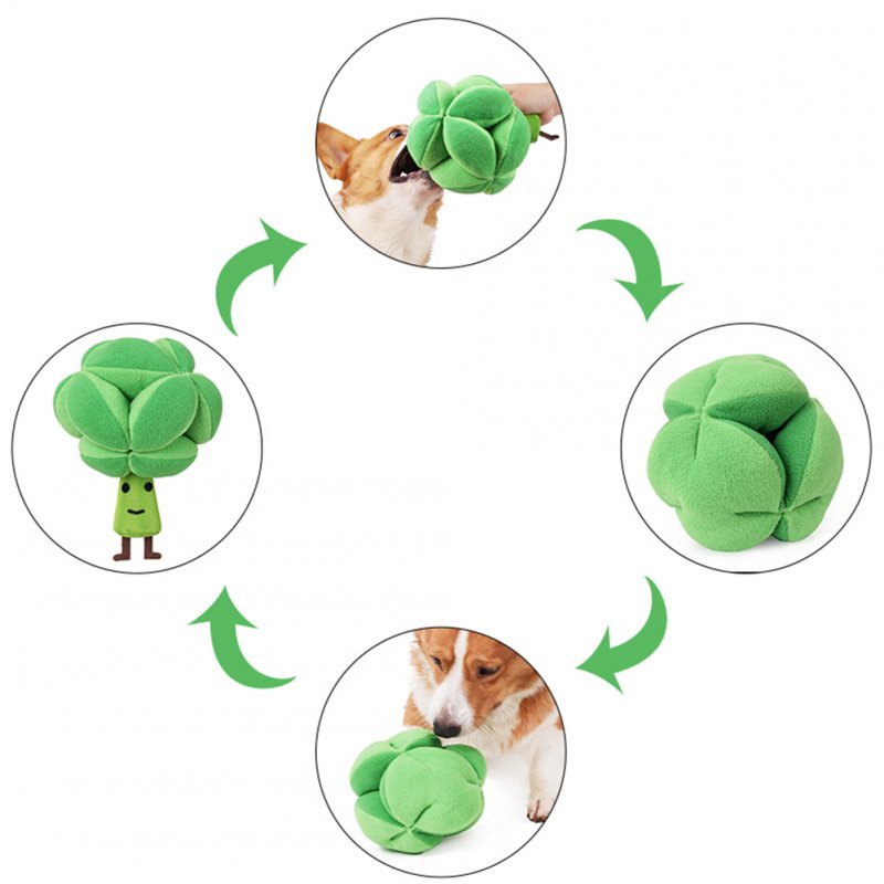 Pet Dog Broccoli Snuffle Ball Puzzle Toys Slow Dispensing Feeder Increase IQ Squeaky Toys Green