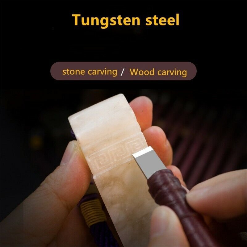 8 PCs Wood Carving Tools Set Stone Seal Craft Engraving Wood Carving Tools Tungsten Steel With Storage Roll Bag 