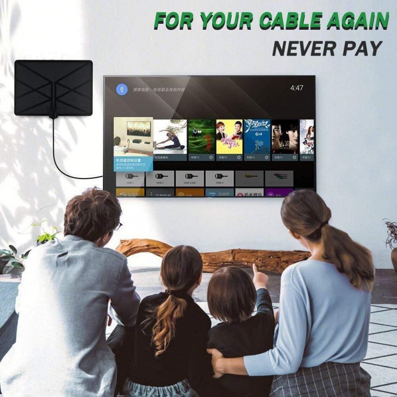 960 Miles TV Aerial Indoor Amplified Digital HDTV Antenna with 4K UHD 1080P DVB-T Freeview TV for Life Local Channels Broadcast 