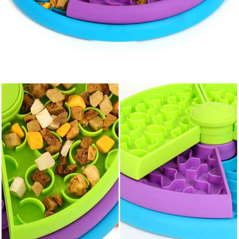 3 Layer Slow Feeder Bowl Treat Toys Anti Gulping Healthy Eating Rotatable Game Board To Aid Pets Digestion (26 x 26 x 7cm) 