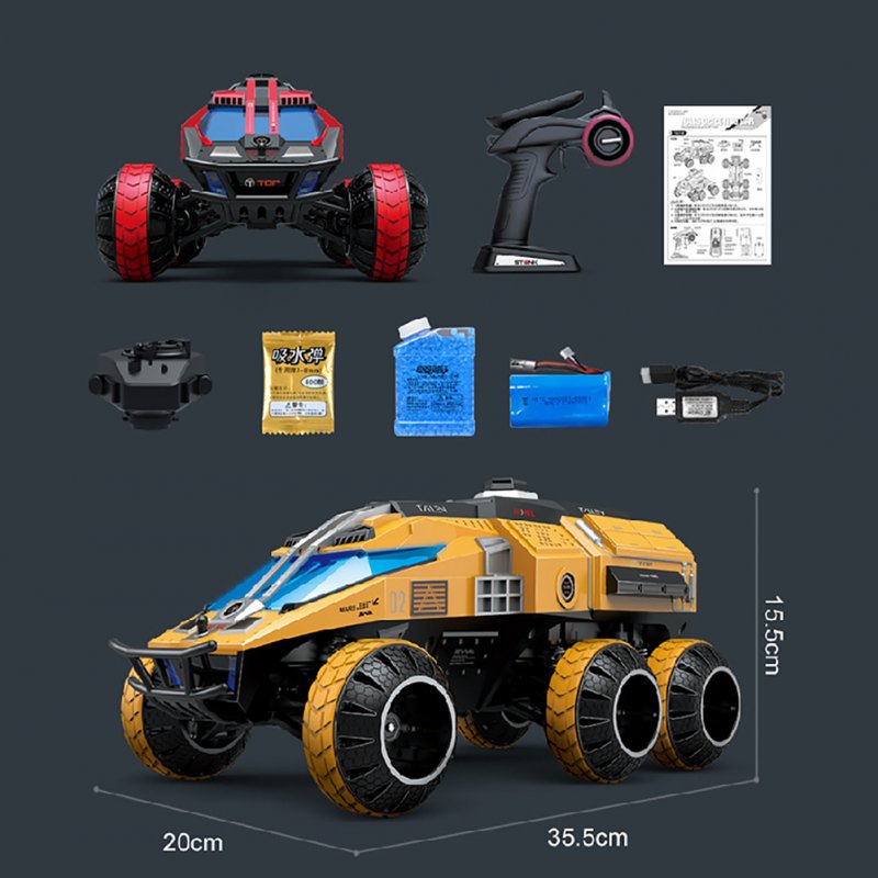 G2065 1:12 Full Scale RC Tank Mars Detecting Car Six-wheeled Space Vehicle Remote Control Toys Grey