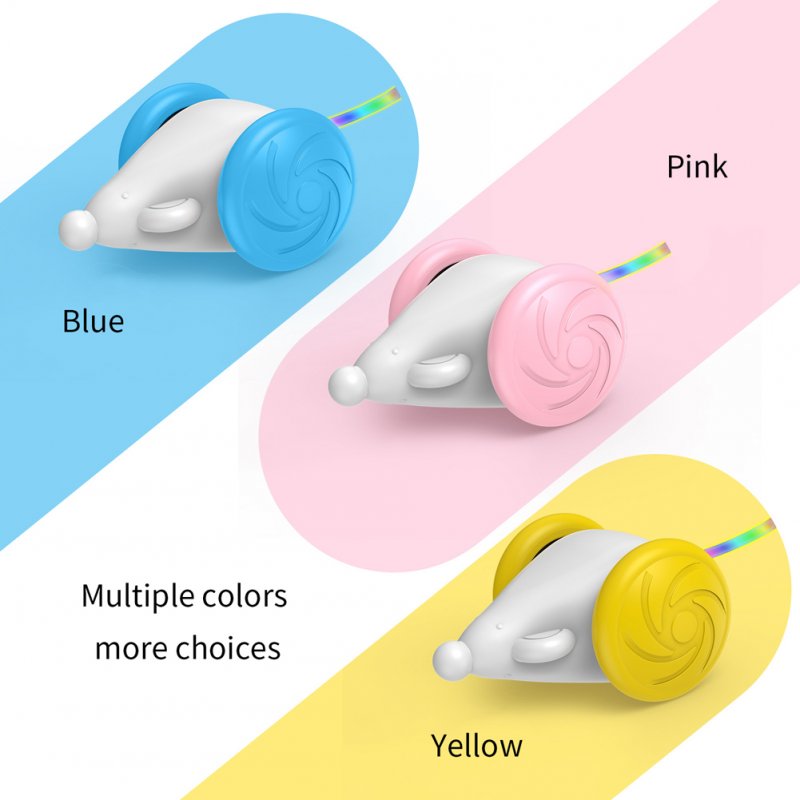 Pet Smart Electric Mice Toys Bite-resistant Self-playing Mouse Teaser With Led Color Changing Tail For Indoor Cats blue