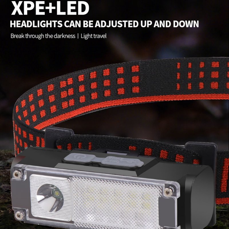 T125 Xpe LED Headlamp 4 Mode Type-c Rechargeable Outdoor Super Bright Headlight Torch Indicator Light without Battery