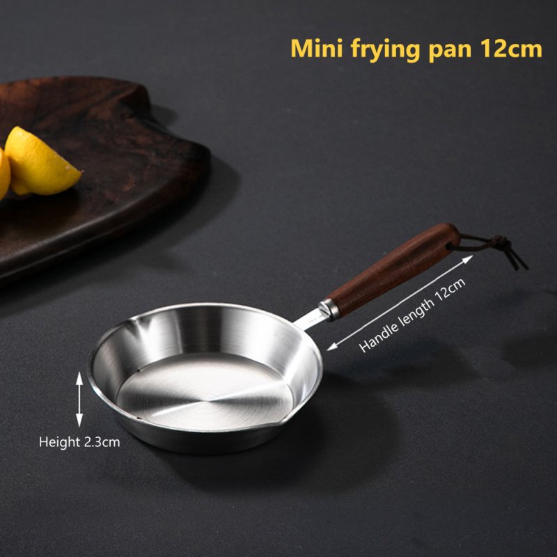 Mini Frying Pan Nonstick Skillet With Wooden Handle Stainless Steel Uncoated Fry Pan Induction 