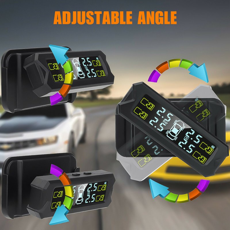 Car Tpms Solar Wireless Tire  Pressure  Monitoring  System Real-time Detection Solar Charging Easy Installation Tire Pressure Monitor 