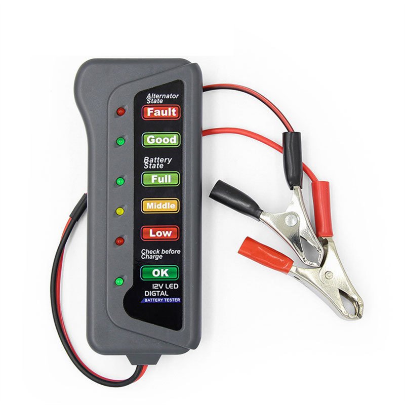 12V 15A 250mm Car Battery Tester Multifunction 6 Led Display Test Alternator Battery Condition