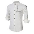 Men's Causal Print Long Sleeve Shirt White