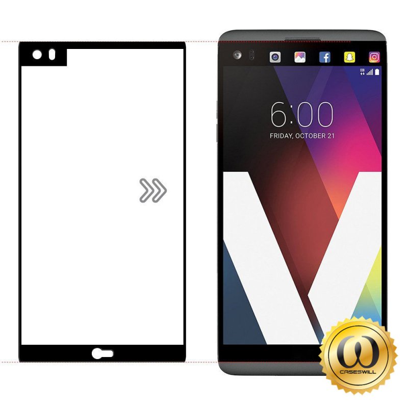 Full Coverage HD Ultra Clear Tempered Glass Anti-Scratch Screen Protector for LG V20 Black 0.26mm
