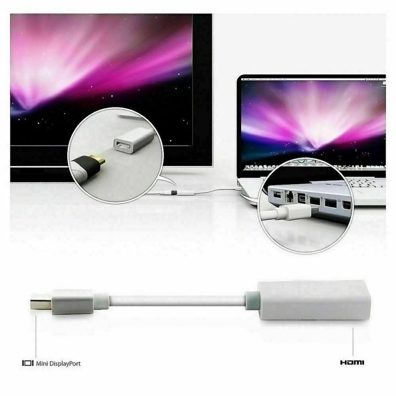 Mini Display Port DP Thunderbolt to HDMI Adapter Cable For Laptop Desktop PC 