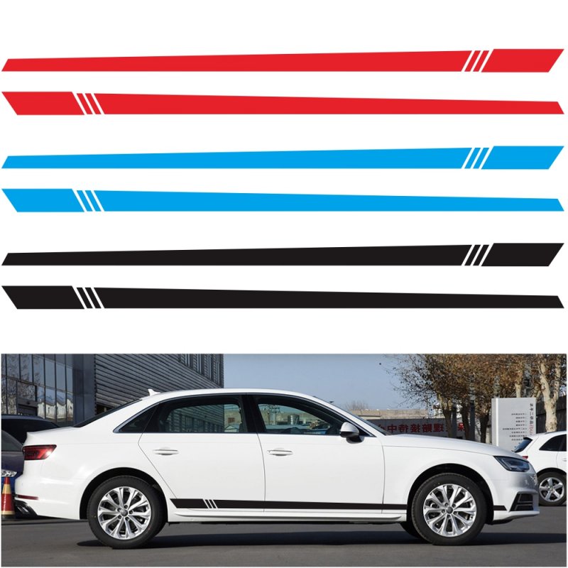 2pcs/lot 220x8cm Car Sticker Stripe Style Side Stripes Car Both Body Stickers Decal Car Wrap Vinyl Film Automobiles Products Car Accessories 
