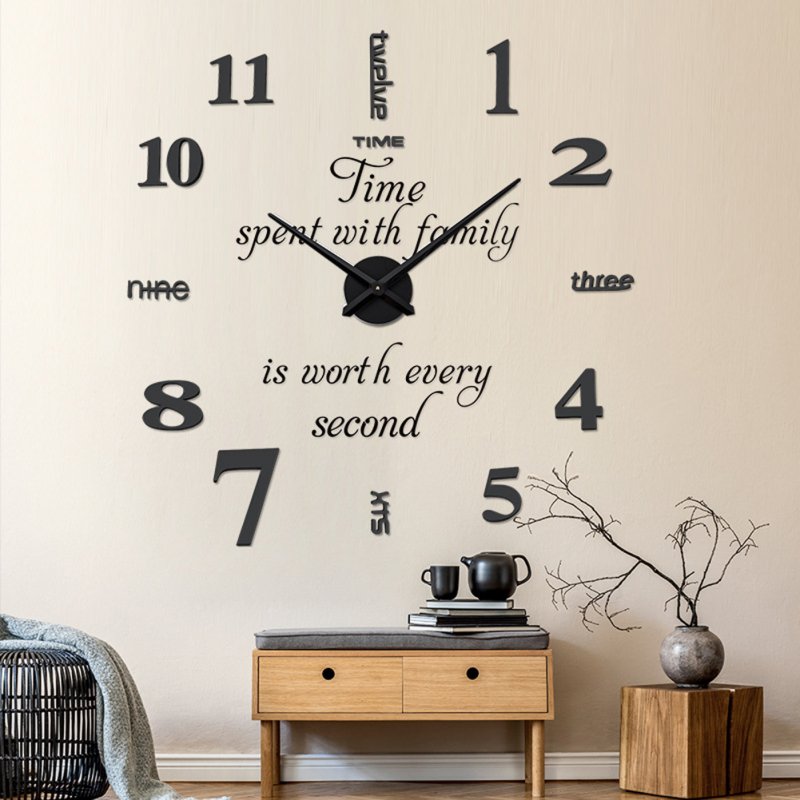 3d Diy Sticker Wall Clock Silent Non-ticking Retro Wall Clock Home Office Decor Gift 37 Inches (70-90cm) 