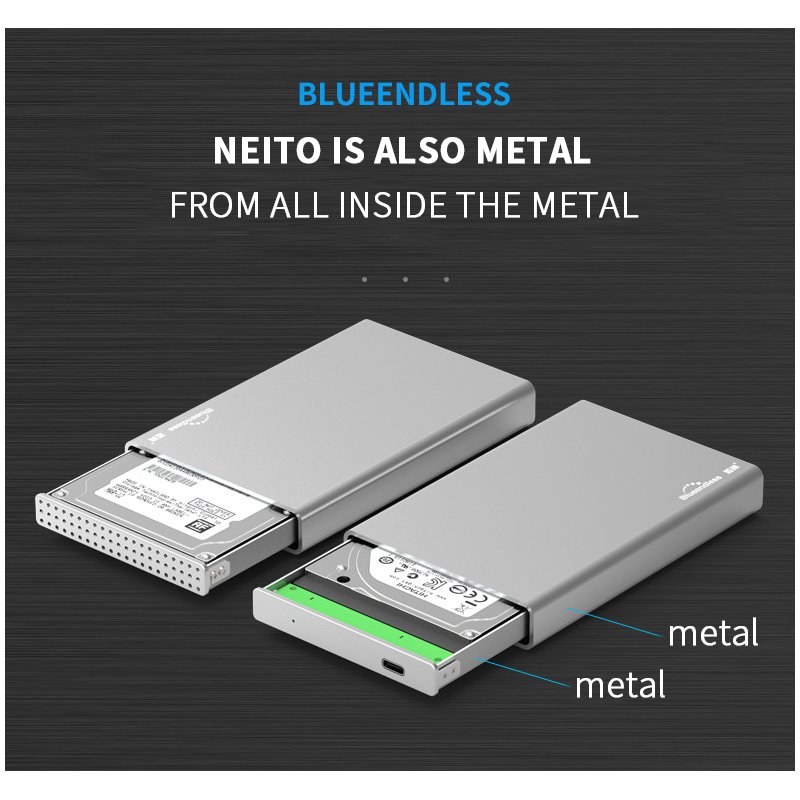 HDD Enclosure 2.5'' Mobile Hard Disk Case Type-C SATA USB 3.0 All Metal Shell Notebook External Hard Disk Box   9.5mm / C-C port