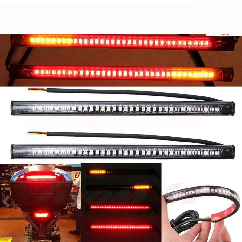 2X Universal Motorcycle flexible 48 LED Light Strip 8'' Steering Signal Tail Light Bar 