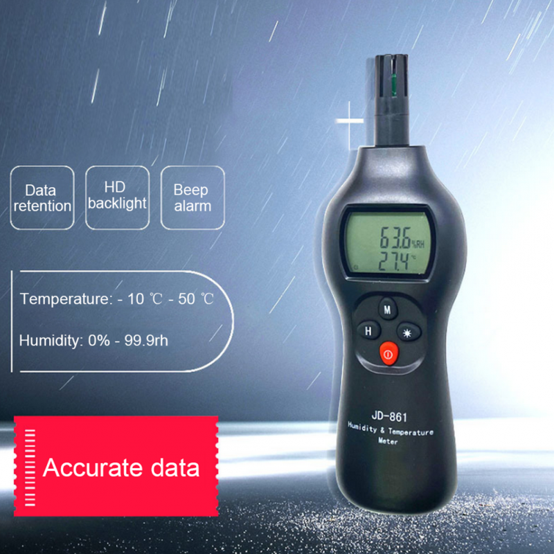 Temperature Humidity Meter JD-861 Air Ambient Indoor Industrial Thermohygrometer LCD Backlight Meter 
