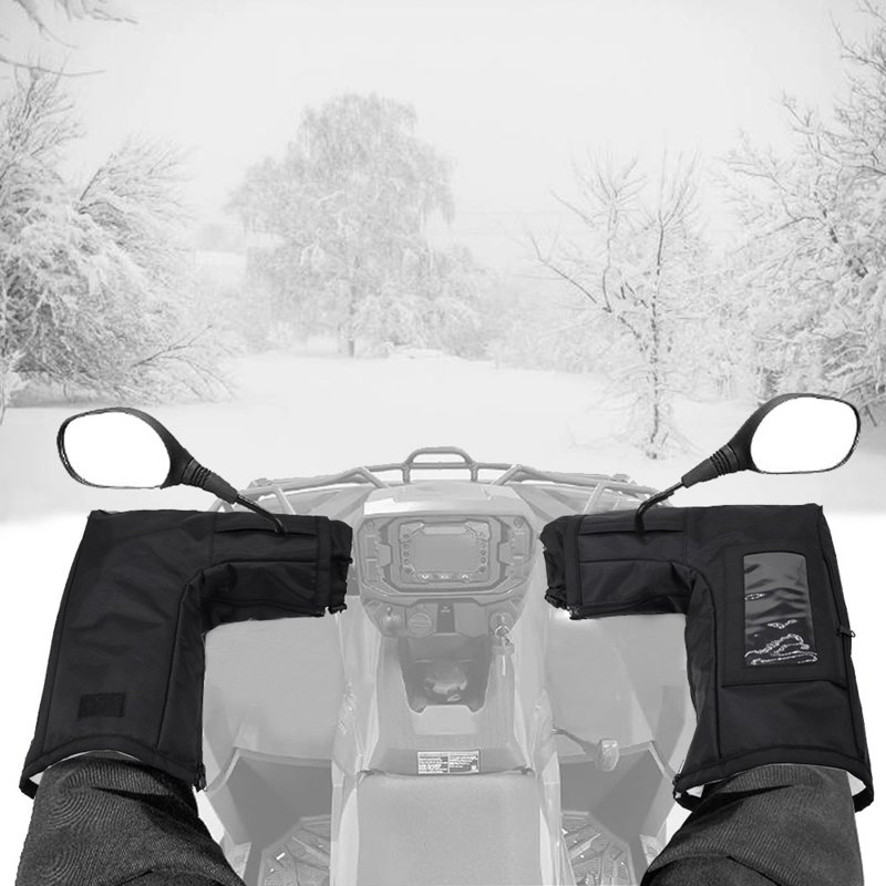 Waterproof ATV Gloves Front Wind-Breaking Guard Warm Muffs Winter Snowmobile Handlebar Gloves 