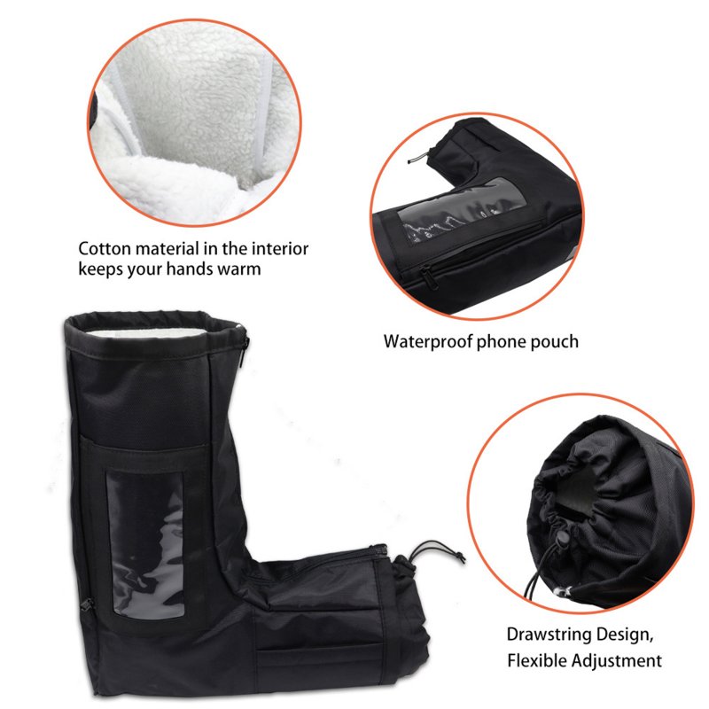 Waterproof ATV Gloves Front Wind-Breaking Guard Warm Muffs Winter Snowmobile Handlebar Gloves 