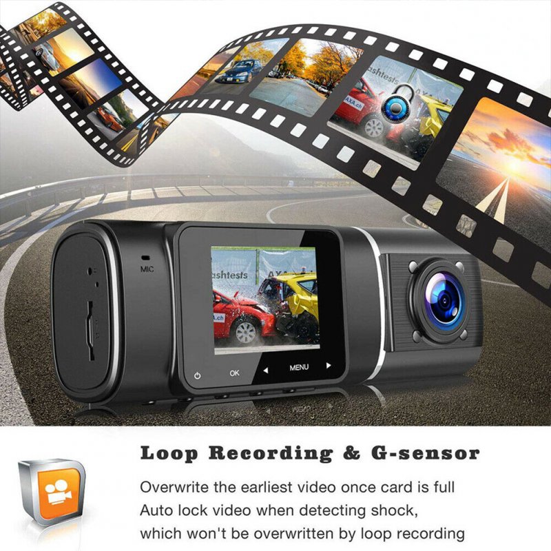 Car  Driving  Recorder 1080p Front Car Dvr Video Recorder Infrared Night Vision Hdr Technology Gravity Sensing Dual Dash Camera 