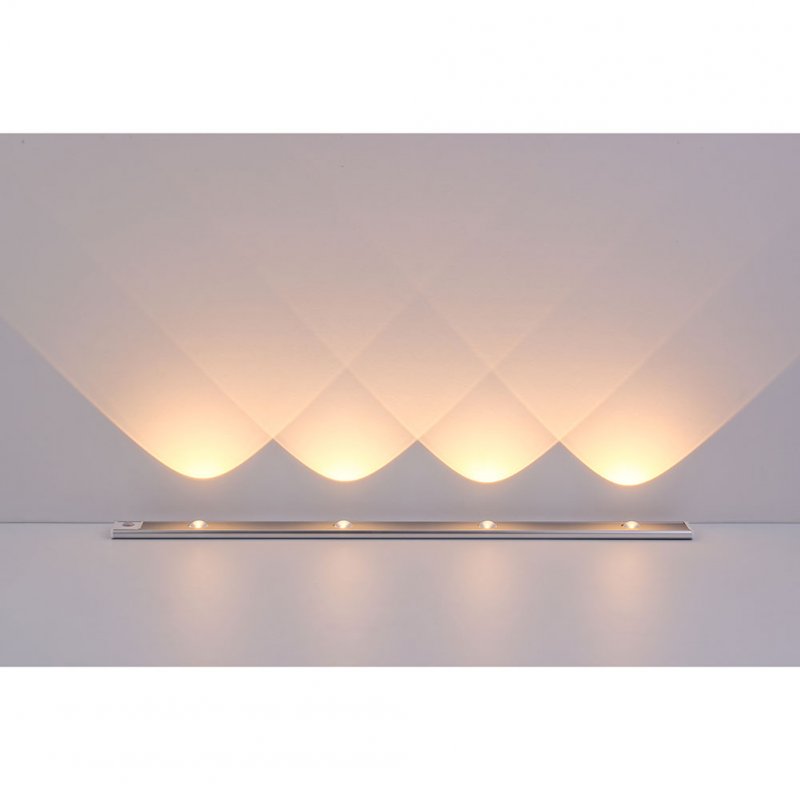 Led Cabinet Light Energy Saving Ultra-thin 3 Modes Adjustable Brightness Intelligent Motion Sensor Lamp Silver 60CM