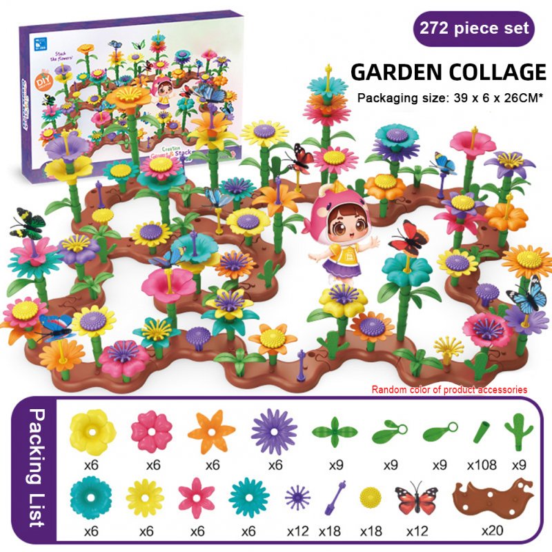 Flower Garden Building Toys Colorful Interconnecting Blocks Building Floral Arrangement Playset Toys For Kids 