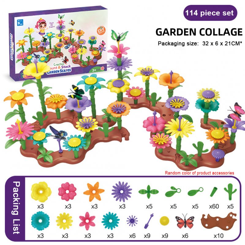 Flower Garden Building Toys Colorful Interconnecting Blocks Building Floral Arrangement Playset Toys For Kids 