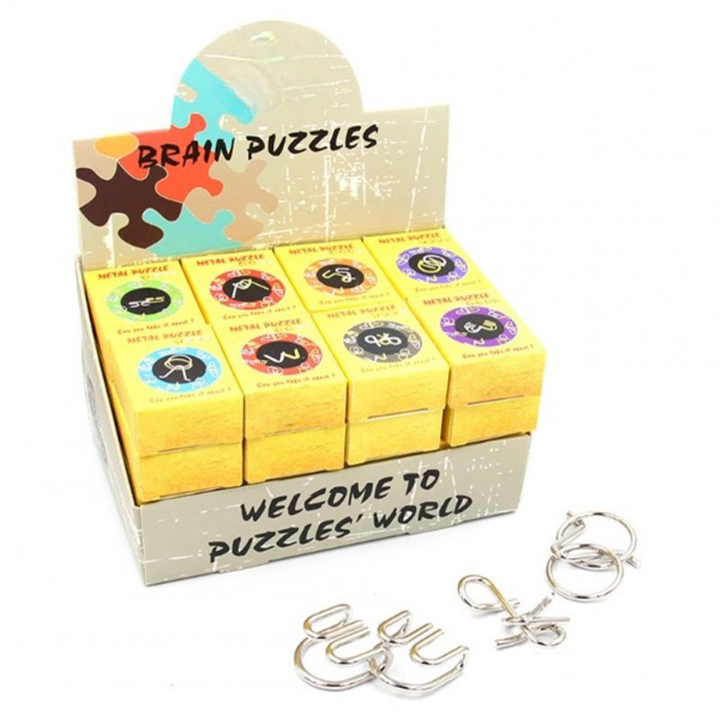 32pcs Brain Teaser Puzzles Puzzle Unlock Mind Teasing Intelligence Development Toys Kids Desk Trinkets 