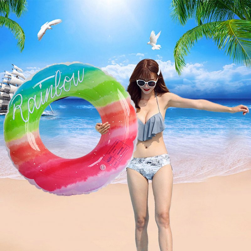 Inflatable Pool Floats Rainbow Flower Swimming Rings Water Sports Thickened PVC Swim Tube 90# 270g