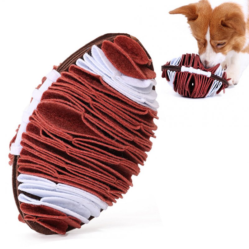 Rugby-shaped Dogs Snuffle Mat Toys Plush Collapsible Bite Resistant Interactive Feed Puzzle Stress Relief Toys brown One size fits all