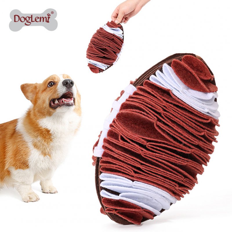 Rugby-shaped Dogs Snuffle Mat Toys Plush Collapsible Bite Resistant Interactive Feed Puzzle Stress Relief Toys brown One size fits all