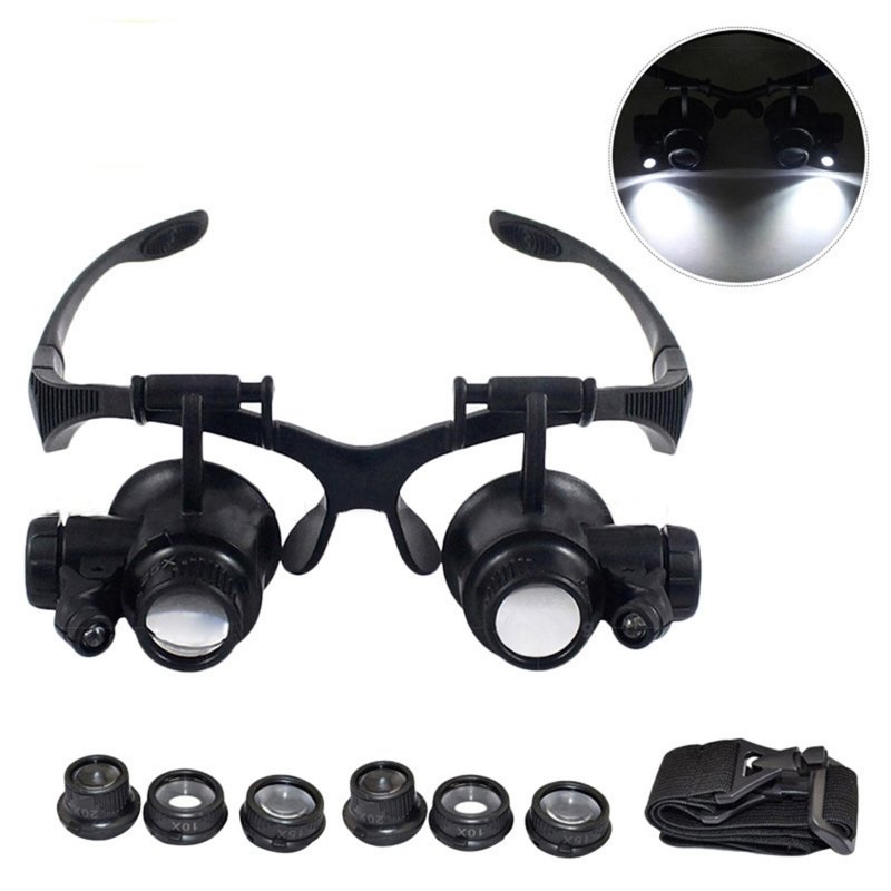 10x 15x 20x 25x Led Lamp Head-mounted Magnifying Glass Antique Jewelry Identification Clock Repair Magnifier