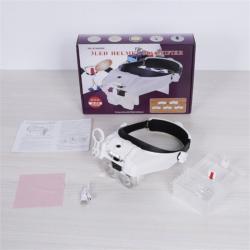 31 Multiples Magnifying Glass with 3led Lights Long Standby Lightweight Head-mounted Reading Magnifier