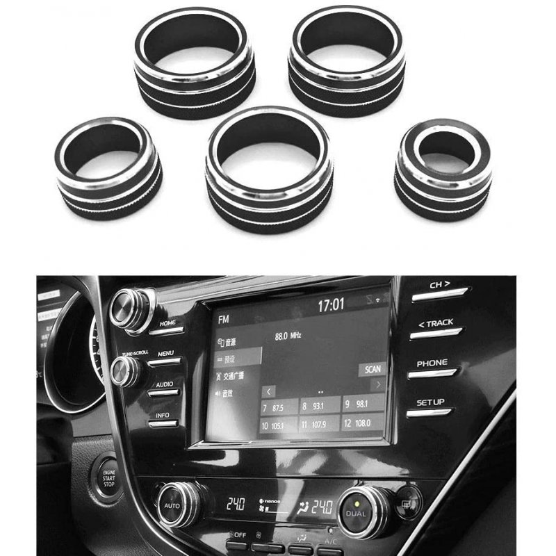 5pcs Center  Console  Knobs  Ac  Air  Conditioning  Button+audio+function+rear  Mirror  Knob  Cover Trim For Camry 2018 2019 2020 