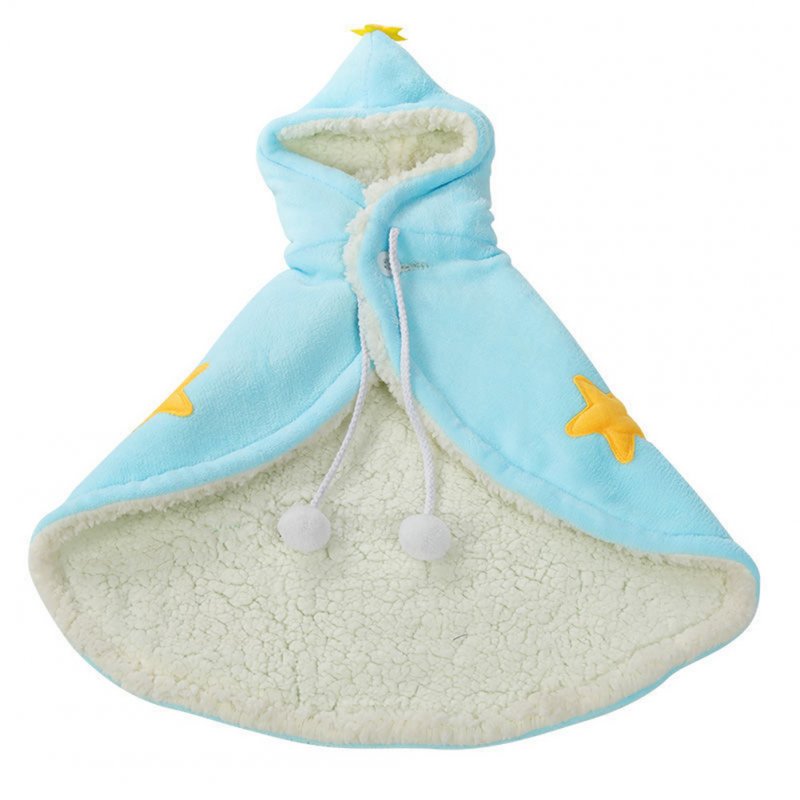 Pet Dog Cat Winter Warm Star Cloak Thickened Drawstring Design Pet Hooded Clothes Large Grey