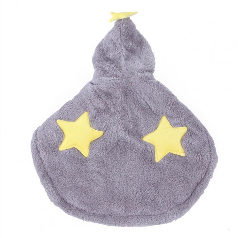 Pet Dog Cat Winter Warm Star Cloak Thickened Drawstring Design Pet Hooded Clothes Large Grey