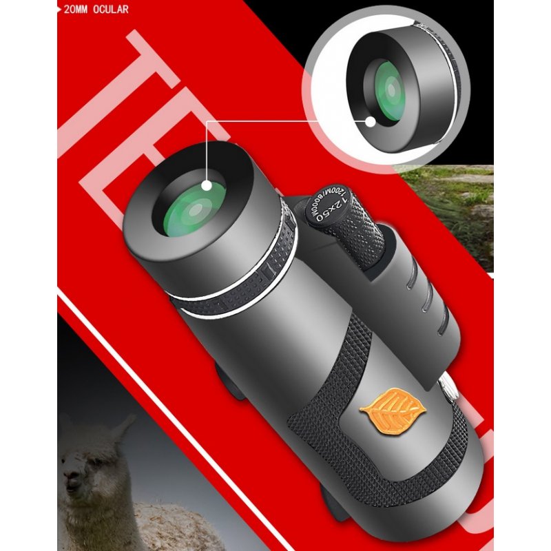 12x50 Single Tube Binoculars Zoom Monocular Vocal Concert Telescope Pocket Hunting Scope Optical Prism Scope Monocular