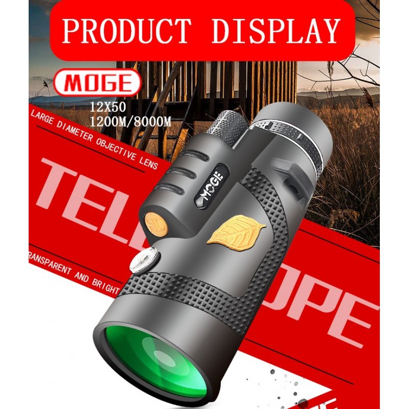 12x50 Single Tube Binoculars Zoom Monocular Vocal Concert Telescope Pocket Hunting Scope Optical Prism Scope Monocular