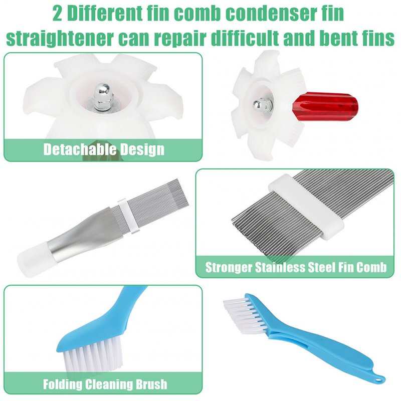 5pcs Air Conditioner Fin Cleaner Set 3 Different Condenser Fin Straightener 2 Different Condenser Brush Clean Set 