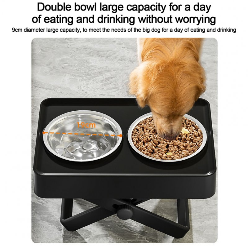 Elevated Dog Bowls With Raised Dog Bowl Stand Stainless Steel Bowls Stand For Large Dogs Cervical Spine Protection original design for big dogs Classic black