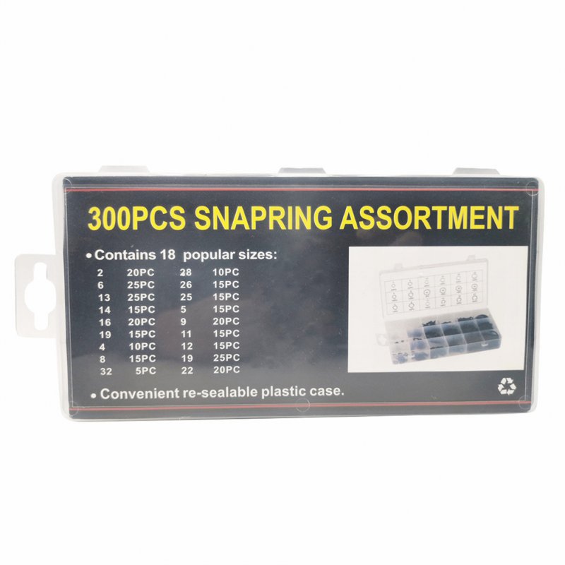 300pcs Circlip 65 Manganese Steel 2-32mm C-clip Washers Opening Circlip Snap Retaining Rings Assortment Kit 