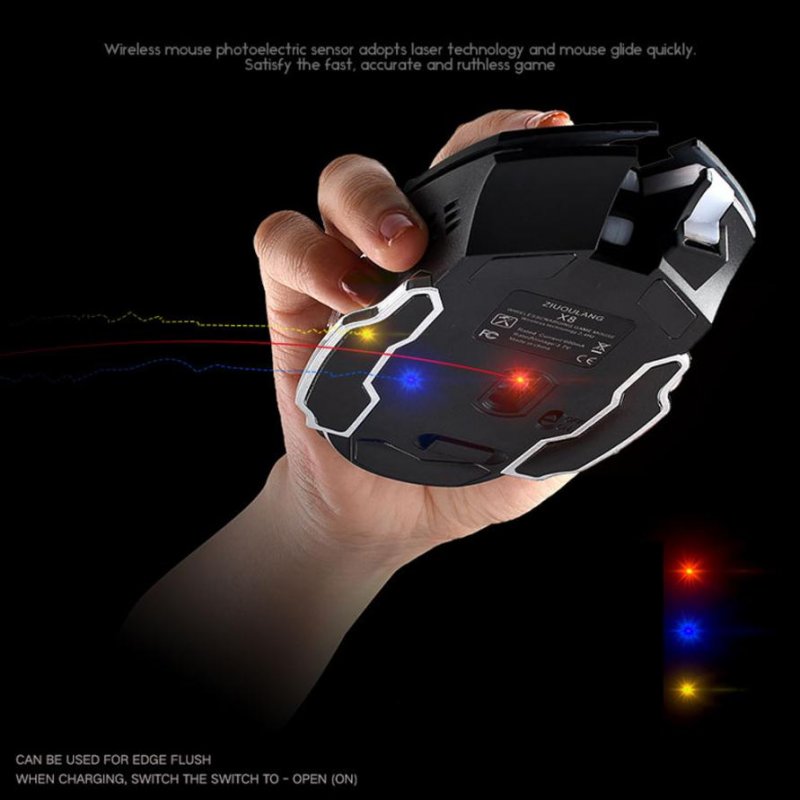 Free Wolf X8 Rechargeable Wireless Silent LED Backlit Gaming Mouse USB Optical Mouse for PC, 