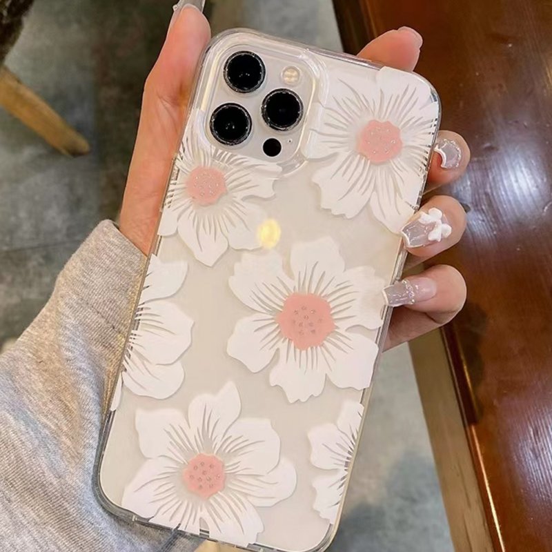 Phone Case Soft Flexible Frosted Bumper Shockproof Protective Cover Compatible For Iphone 14 / 14pro / 14promax Mikalun (high-end crystal box) electroplating flowers Apple 14Promax