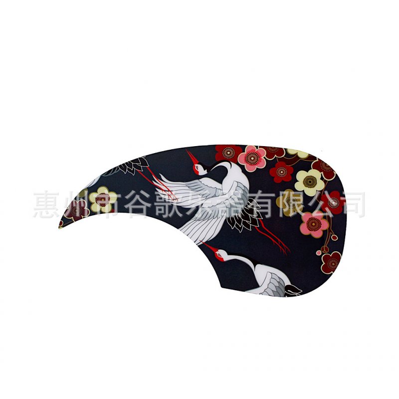 Universal Folk Acoustic Guitar Pickguard Comma Pick Guard Sticker with 2-Crane Pattern Photo Color