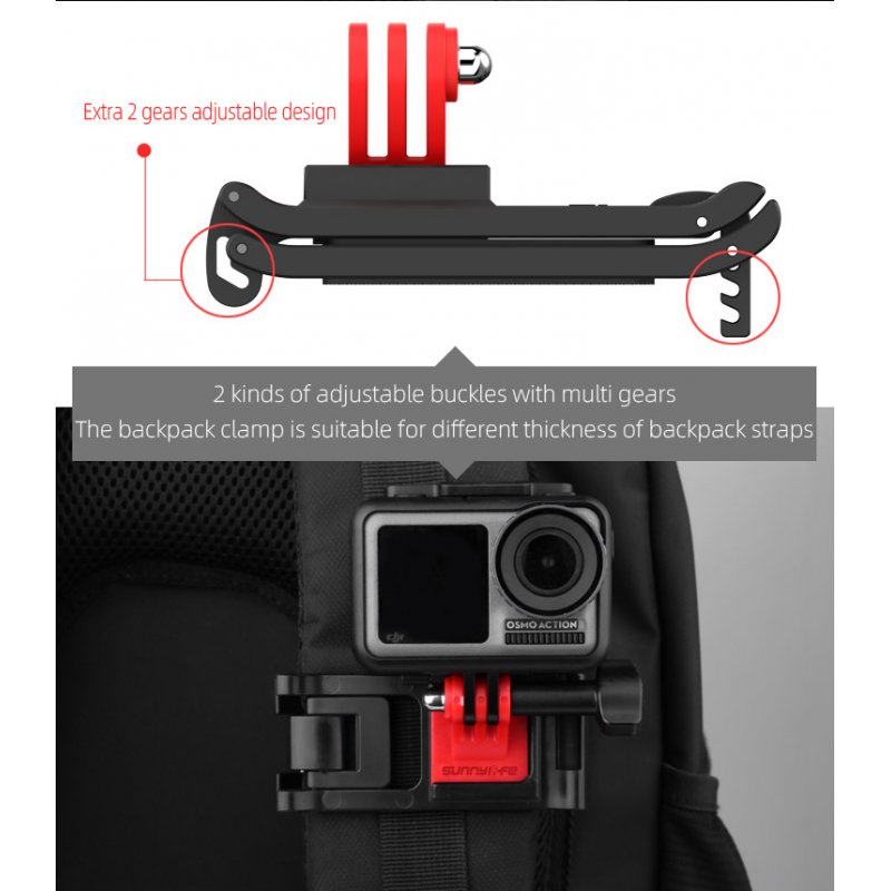 Universal Backpack Clamp Adjustable Clip Mount Knapsack Belt Camera Holder for GoPro Osmo Action Sports Camera Accessories 