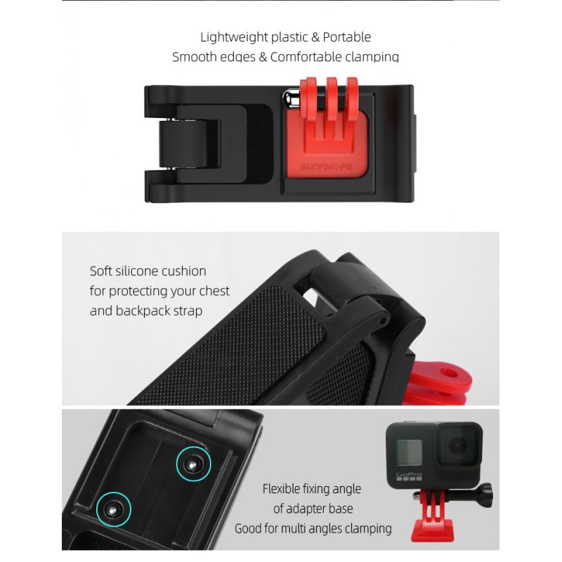 Universal Backpack Clamp Adjustable Clip Mount Knapsack Belt Camera Holder for GoPro Osmo Action Sports Camera Accessories 