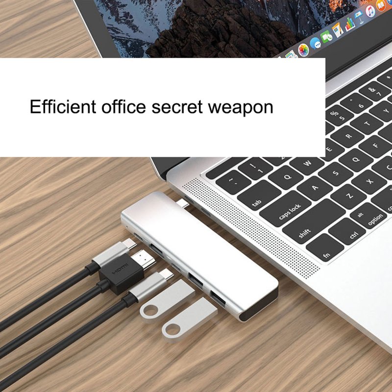 5-in-1 USB HUB Type-C to HDMI 2USB 3.0 PD Charging Type C Power Adapter Multi Ports Splitter Dock 