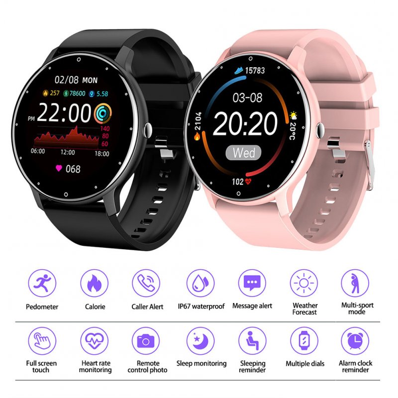 1.28 Inch Zl02 Smart Watch Heart Rate Blood Pressure Monitor Sport Running Watch Compatible for Android iOS 