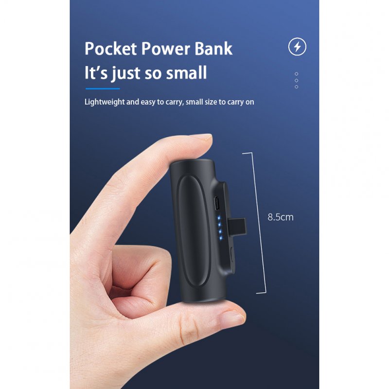 Mini 5000mah Pocket Power Bank with Led Flashlight Wireless Portable Fast Charging Emergency Black for IOS