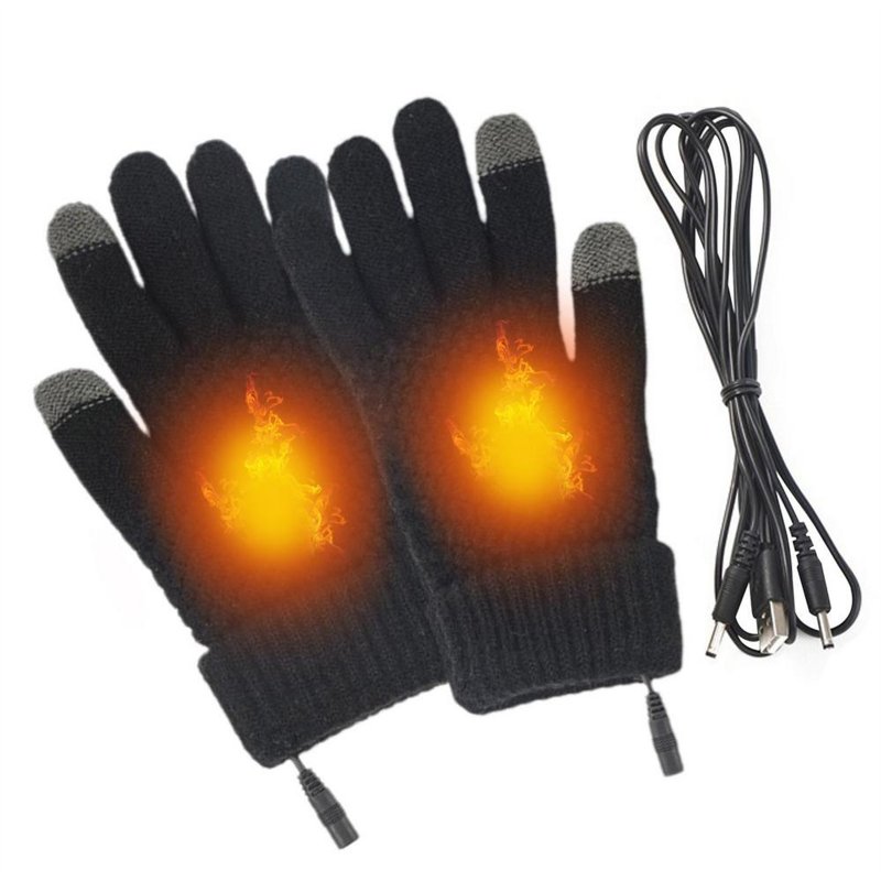 1 Pair Heated Gloves Built In Heating Sheet 5V 1A USB Powered Winter Thermal Warm Gloves With Touch Screen Function For Men Women 