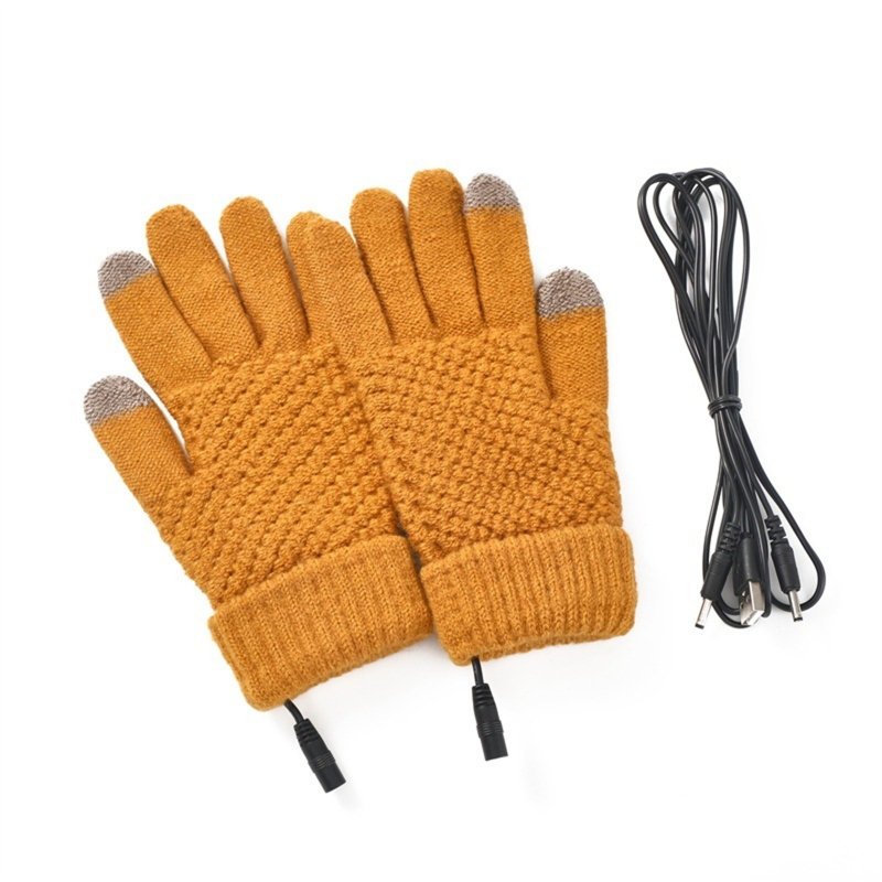 1 Pair Heated Gloves Built In Heating Sheet 5V 1A USB Powered Winter Thermal Warm Gloves With Touch Screen Function For Men Women 